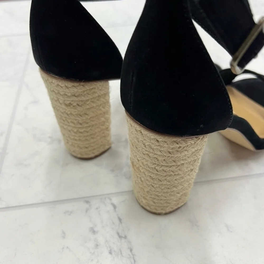 Soludos Tall Capri Suede Heel In Black Leather - Picture 8 of 9